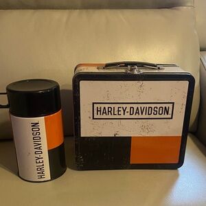 Harley-Davidson Black and Orange Lunchbox with Thermos